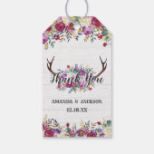 Bloemen Herten Antler boeket bruiloft dank u Cadeaulabel (Achterkant)