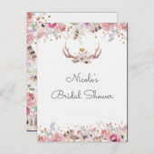 Bloemen & Herten Antlers Rustic Save The Date Even Aankondigingskaart (Voorkant / Achterkant)