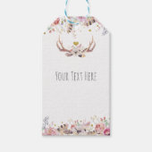 Bloemen & Herten Antlers Rustiek Land Bruiloft Cadeaulabel (Voorkant)