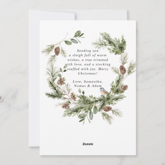 Bloemen Herten Elegant Modern Vrolijk Kerstfeest Feestdagenkaart (Achterkant)