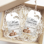 Bloemen Herten Elegante Waterverf Vrolijk Kerstfee Cadeaulabel