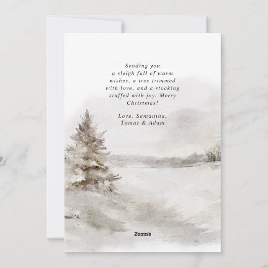 Bloemen Herten Elegante Waterverf Vrolijk Kerstfee Feestdagenkaart (Achterkant)