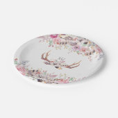 Bloemen & herten gewei rustieke huwelijksfeest eve papieren bordje (Gekanteld)