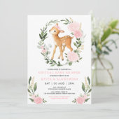 Bloemen Herten Woodland Green Virtual Baby shower Kaart (Staand voorkant)