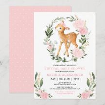 Bloemen Herten Woodland Green Virtual Baby shower