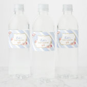 Bloemen Hete Luchtballon Baby shower Blauw Baby Bo Waterfles Etiket (Flessen)