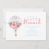 Bloemen Hete Luchtballon Pasen Brunch Lente Party Kaart (Voorkant)
