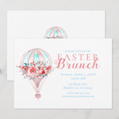 Bloemen Hete Luchtballon Pasen Brunch Lente Party Kaart (Voorkant / Achterkant)