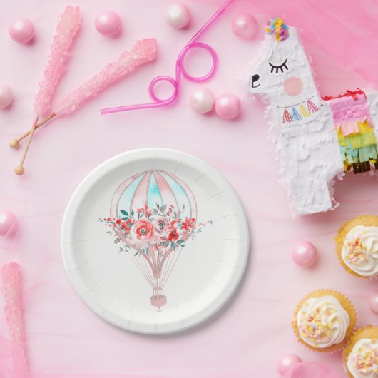 Bloemen Hete Luchtballon Pasen Brunch Lente Party Papieren Bordje (Feest)