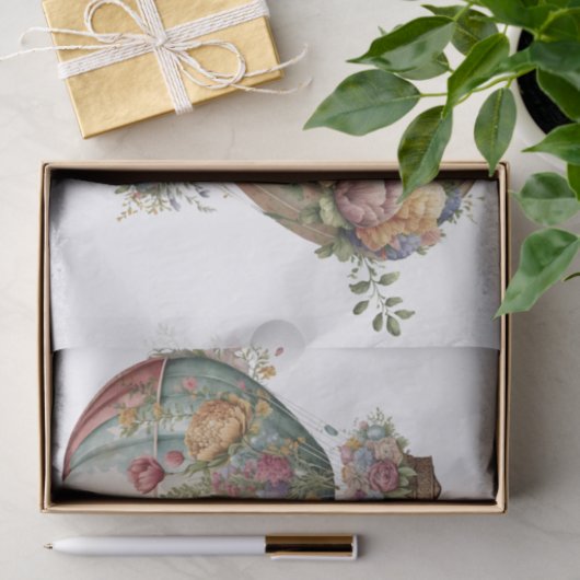 Bloemen Hete Luchtballonnen 2 Tissuepapier (Geschenk)