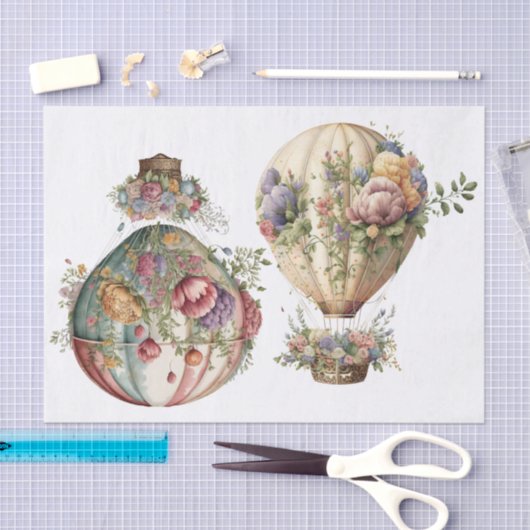 Bloemen Hete Luchtballonnen 2 Tissuepapier (Craft)