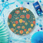  Bloemen Hete Luchtballonnen Bloemgroen Papieren Bordje (Feest)