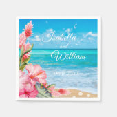 Bloemen Hibiscus Tropisch strand bruiloft Servet (Voorkant)