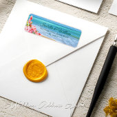 Bloemen Hibiscus Tropisch strand trouwadres Etiket