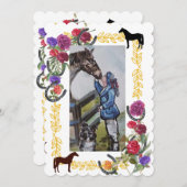 Bloemen & hoefijzer afstuderen uitnodiging (Voorkant / Achterkant)