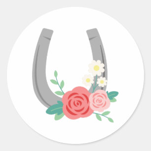 Bloemen Hoefijzer Ronde Sticker