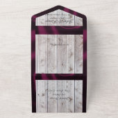 Bloemen & Hoefijzers, Paarse lint All In One Uitnodiging (Buitenkant)