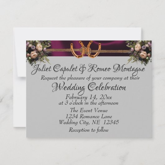 Bloemen & Hoefijzers, Paarse linten bruiloft (Achterkant)