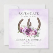 Bloemen Hoefijzers Paarse Save the Date (Voorkant)