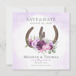 Bloemen Hoefijzers Paarse Save the Date