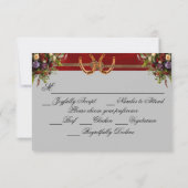 Bloemen & Hoefijzers, Rode Lint RSVP Kaartje (Achterkant)