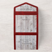 Bloemen & Hoefijzers, Rood lint All In One Uitnodiging (Buitenkant)