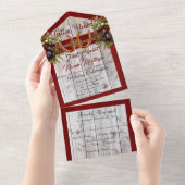 Bloemen & Hoefijzers, Rood lint All In One Uitnodiging (Afscheurbaar)