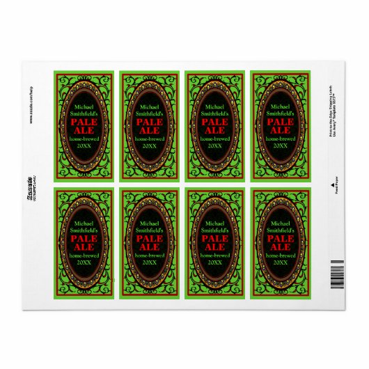  Bloemen Homebrew Bierlabels Groen Etiket (Full Sheet)
