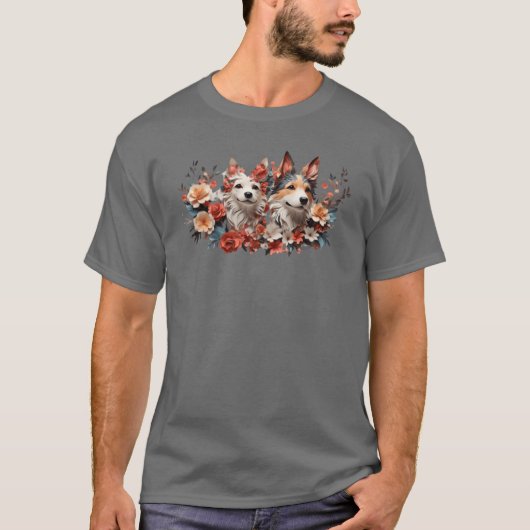 Bloemen hond grappig cadeau t-shirt (Voorkant)