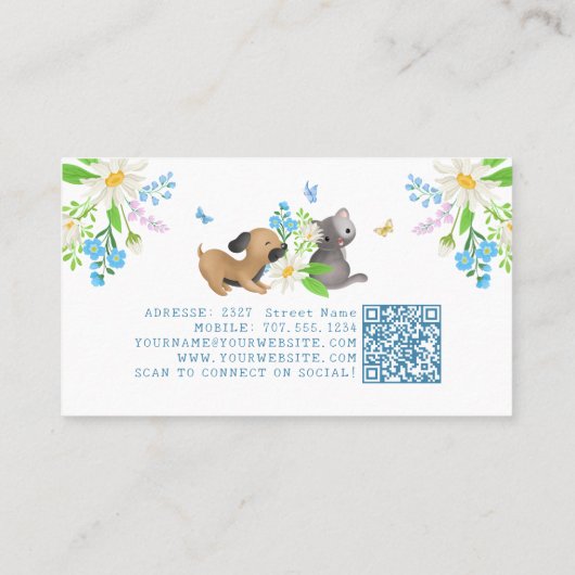 Bloemen Hond & Kat Huisdier Care Services Grooming Visitekaartje (Achterkant)