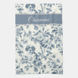  Bloemen Hondenpatroon met Aangepaste Naam Theedoek