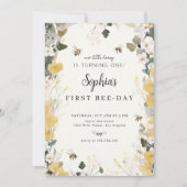 Bloemen Honey Bee 1e Verjaardag Kaart (Voorkant)
