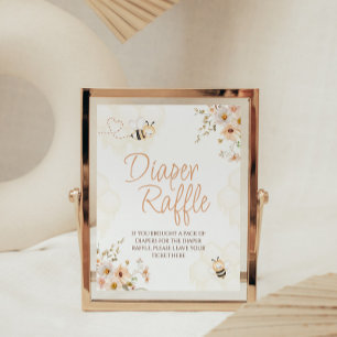Bloemen Honey Bee Baby shower Luier Raffle Sign Reclamebord Met Voetstuk
