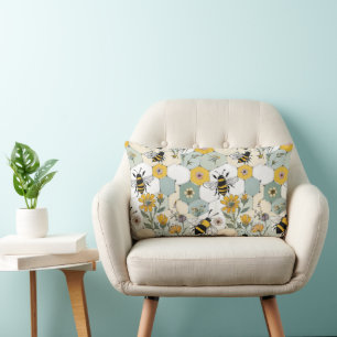 Bloemen Honeycomb Kussen met Schattigee Bijen