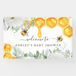 Bloemen Honingraat Bumble Bee | Baby showers banne Spandoek
