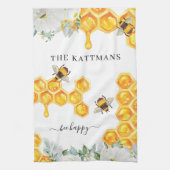 Bloemen Honingraat Bumble Bee | Monogram theedoek (Verticaal)