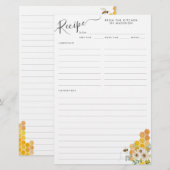 Bloemen Honingraat Bumblebee Keuken Recept Kaart (Voorkant / Achterkant)