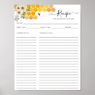 Bloemen Honingraat Bumblebee Keuken Recept Poster