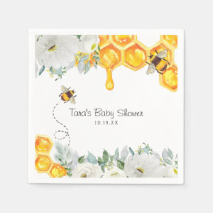 Bloemen honingraat hommel   Baby Shower servet