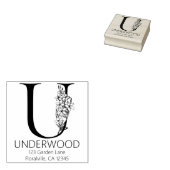 Bloemen hoofdletter - U - Retouradres Monogram Rubberstempel (Gestempeld)
