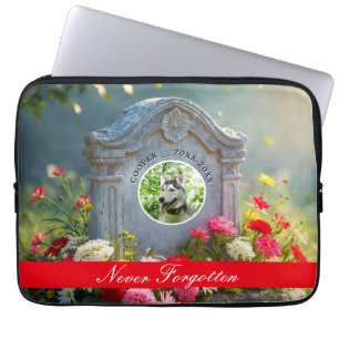 Bloemen Hoofdsteen Huisdier Tribute Foto Hond Memo Laptop Sleeve