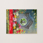 Bloemen Hoofdsteen Huisdier Tribute Foto Hond Memo Legpuzzel (Horizontaal)