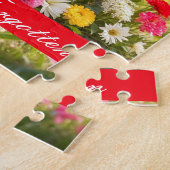 Bloemen Hoofdsteen Huisdier Tribute Foto Hond Memo Legpuzzel (Zijkant)