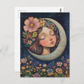 Bloemen hoofdtooi & halve maan briefkaart (Voorkant / Achterkant)