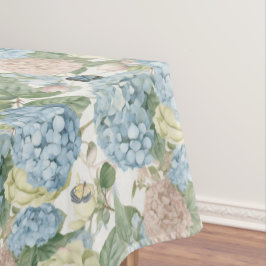 Bloemen, hortensia's, rozen, roze rozen tafelkleed