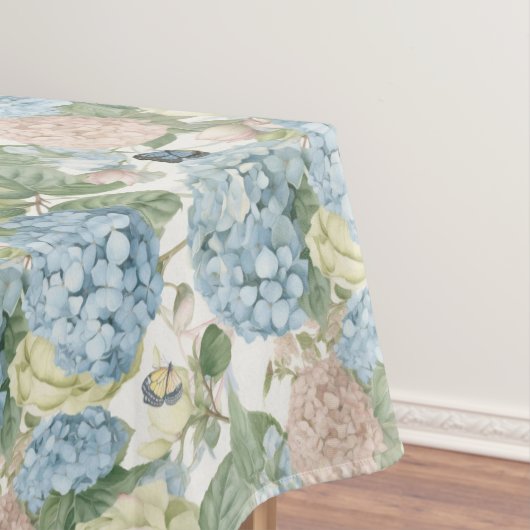Bloemen, hortensia's,  rozen, roze rozen tafelkleed (Voorbeeld)
