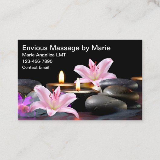 Bloemen Hot Stone Massage Visitekaartjes (Voorkant)