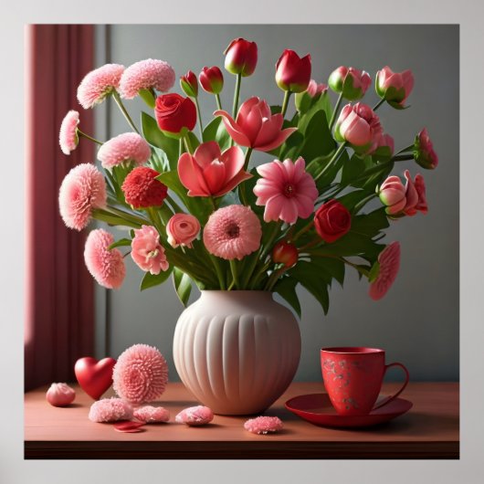 Bloemen houden van Valentijnsdag boeketten rood ro Poster (Voorkant)