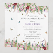 Bloemen Housewarming Party Kaart (Voorkant / Achterkant)