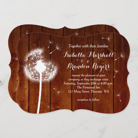 Bloemen & Hout bruiloft uitnodiging (Voorkant / Achterkant)